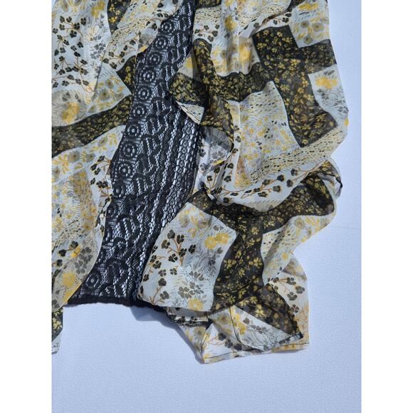 BCBGeneration Ruffle Chiffon Boho Floral Patchwork Vest Top High Low Sheer - Picture 2 of 12